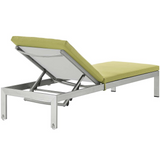 Shore Outdoor Patio Aluminum Chaise with Cushions - Silver Peridot EEI-5547-SLV-PER