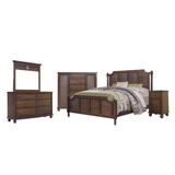 Bahama Shutter Wood 5 Piece Queen Bedroom Set with 3 Drawer Nightstand in Tropical Walnut Brown