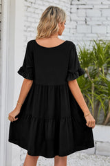 Charlize V-Neck Flounce Sleeve Tiered Dress