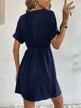 Edena Tied Cuffed Sleeve Surplice Dress