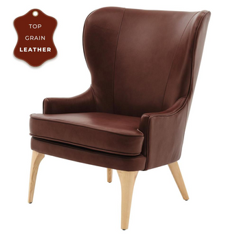 Bjorn Top Grain Leather Accent Chair, Garrett Brown