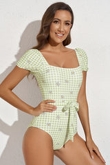 Tinsley Square Neck Tie Detail One-Piece Swimsuit