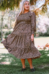Libby Plus Size Animal Print Smocked Tiered Dress