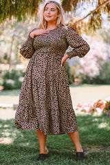 Libby Plus Size Animal Print Smocked Tiered Dress