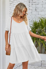 Charlize V-Neck Flounce Sleeve Tiered Dress