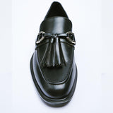 Aline Genuine Leather Tassel/Metal Accent Loafers